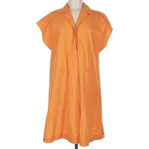 Weekend Max Mara Orange Cotton Poplin Neottia Shift Mini Shirt Dress M